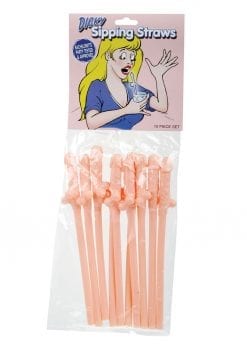 Bachelorette Party Favors Dicky Sipping Straws Flesh 10 Each Per Pack