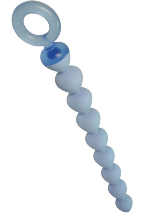 Sex In The Shower Waterproof Silicone Anal Beads 9 Inch Blue