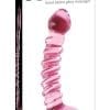 Icicles No 28 Textured Glass Dildo 7 Inch Pink