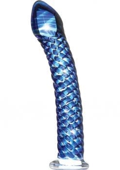 Icicles No 29 Textured Glass Dildo Blue 7.75 Inch