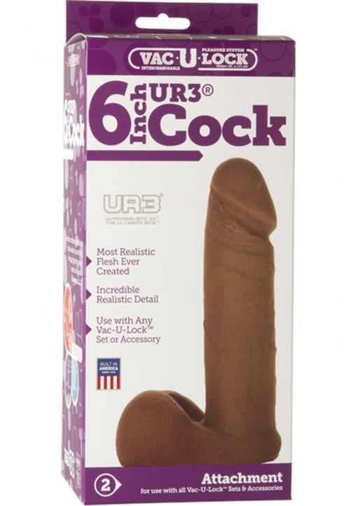 Vac U Lock 6 Inch UR3 Cock Dildo Brown