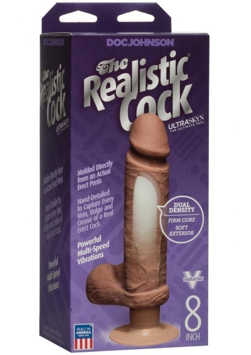 The Vibro UR3 Realistic Vibrating Cock 8 Inch Brown