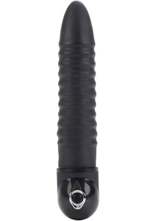 Power Stud Ribbed Vibrator Waterproof Black 6.75 Inch