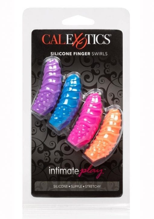 Intimate Play Silicone Finger Swirls Finger Massagers Assorted Colors 4 Per Pack