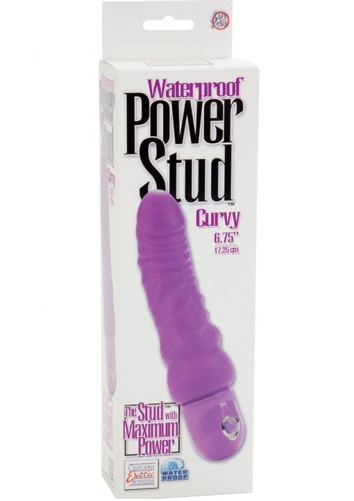 Power Stud Curvy Vibrator Waterproof Purple 6.75 Inch