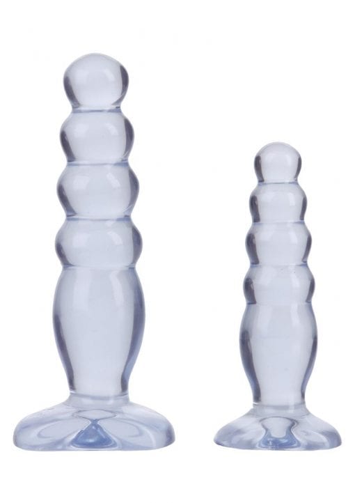 Crystal Jellies Anal Delight Traner Kit Butt Plugs Clear 2ea Per Kit