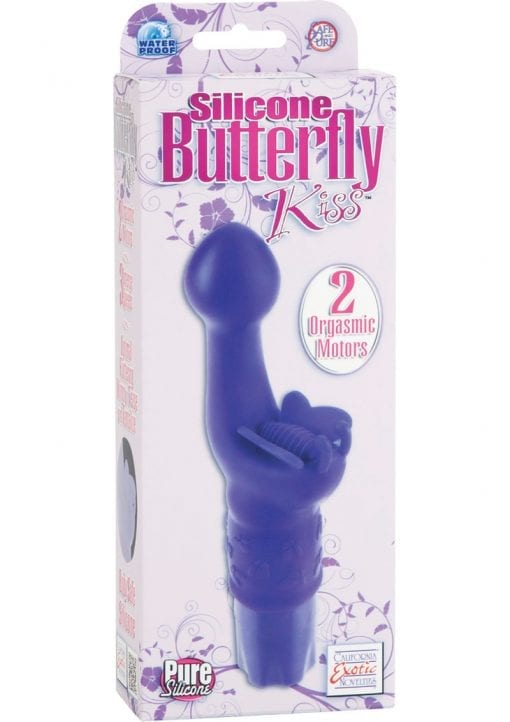 Silicone Butterfly Kiss Dual Motor Vibe Waterproof Purple