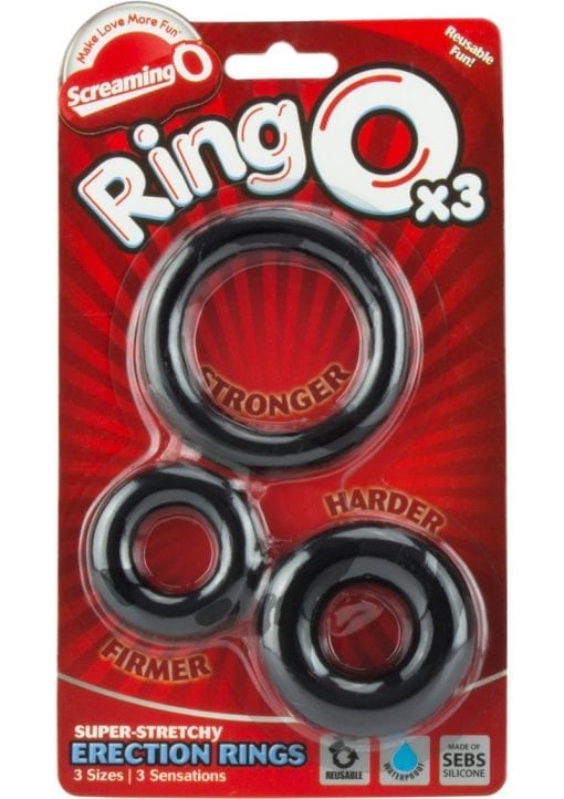 Ringo x3 3 Pack Cockrings 6 Packs Per Box Black
