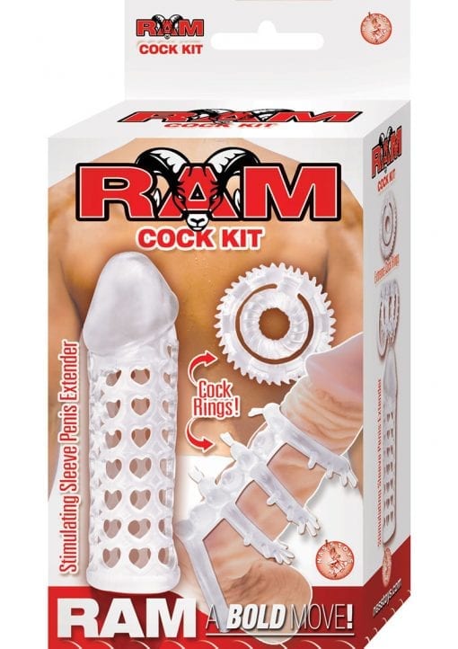 Ram Cock Kit Sleeve Extender And Cockrings Clear