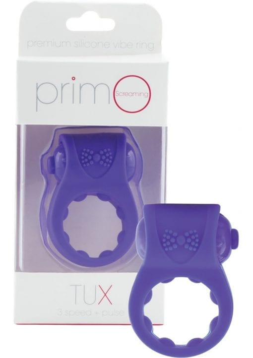 Primo Tux Silicone Vibe Ring Waterproof Purple 6 Piece Display