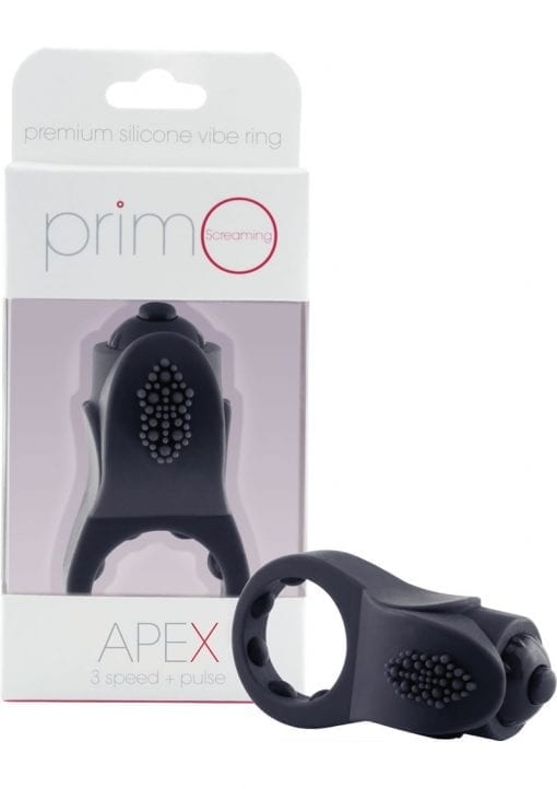 Primo Apex Premium Silicone Vibe Ring Waterproof Black 6 Piece Display