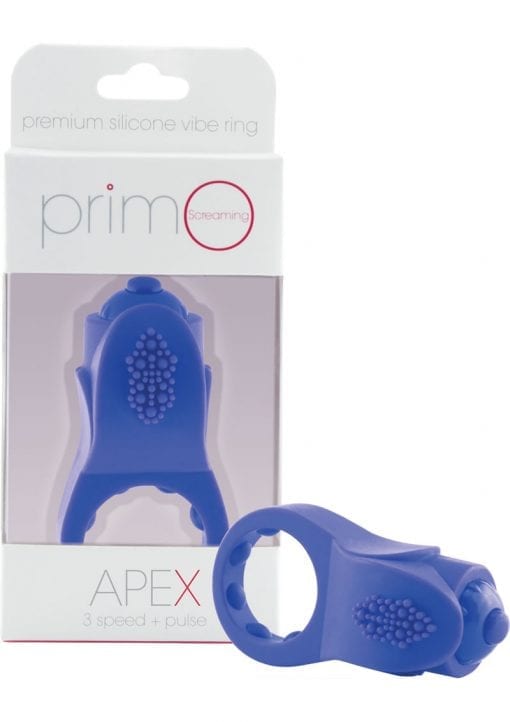 Primo Apex Premium Silicone Vibe Ring Waterproof Blue 6 Piece Display