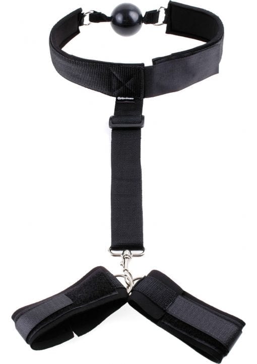 Fetish Fantasy Series Gag and Wrist Restraint Black