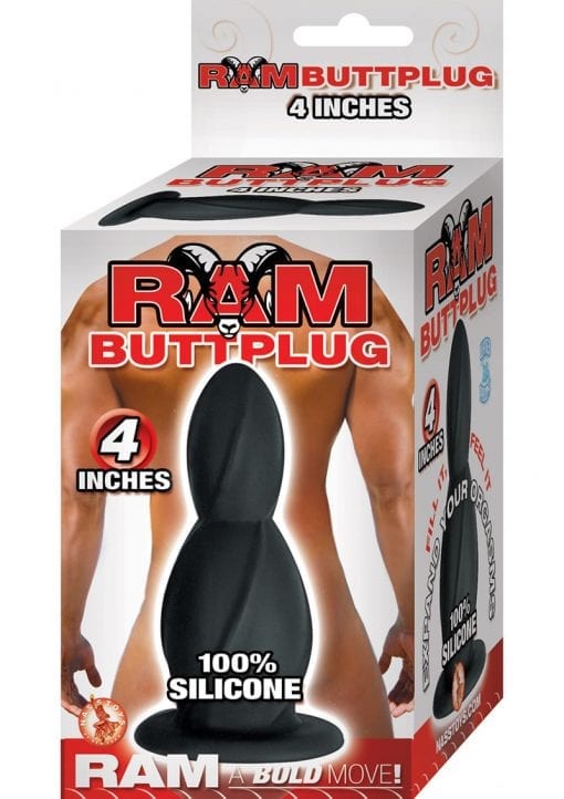 Ram Silicone Buttplug Waterproof Black 4 Inch