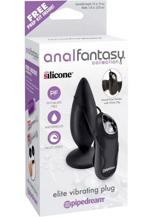 Anal Fantasy Collection Elite Vibrating Silicone Plug Black 3.5 Inch