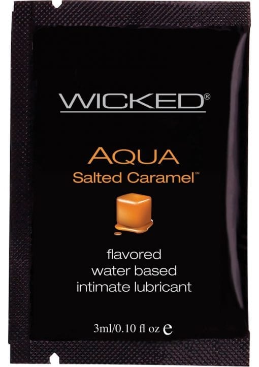 Wicked Aqua Flavored Water Based Foil Packs Salted Caramel .10 Ounce 144 Each Per Bag