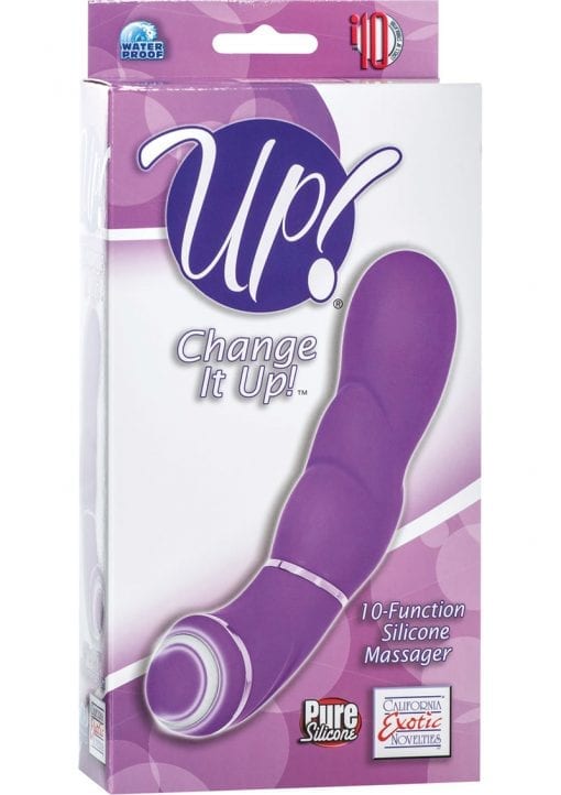 Up Change It Up 10 Function Silicone Massager Vibe Waterproof Purple 4.5 Inch