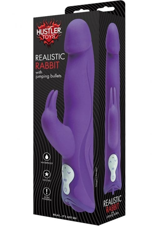 Hustler Toys Silicone Realistic Rabbit With Jumping Bullets Vibrator Waterproof Purple