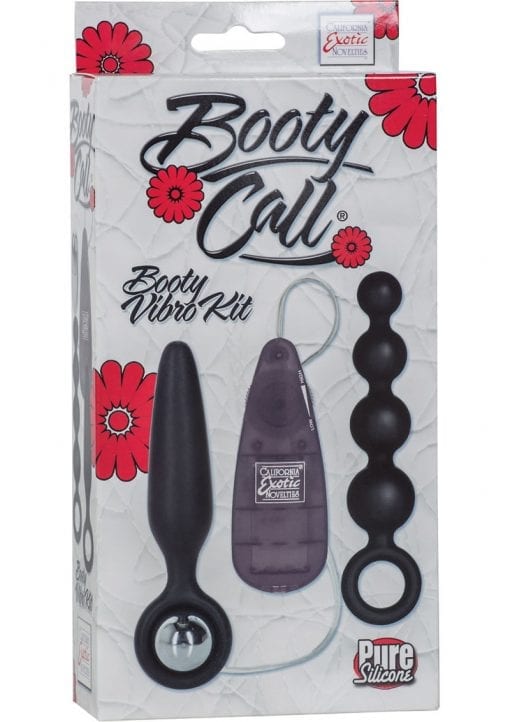 Booty Call Booty Vibro Kit Silicone Wired Remote Control Anal Probes Black 2Each