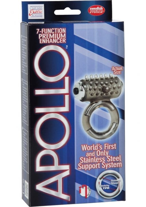 Apollo 7 Fuction Premium Enhancer Vibrating Cockring Smoke 1.5 Inch Diameter