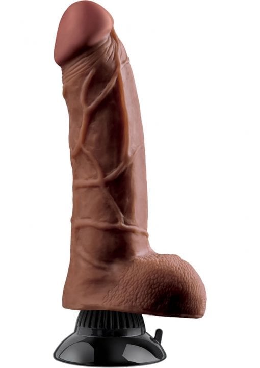 Real Feel Deluxe No 05 Wallbanger Vibrating Dildo Waterproof Brown 8 Inch