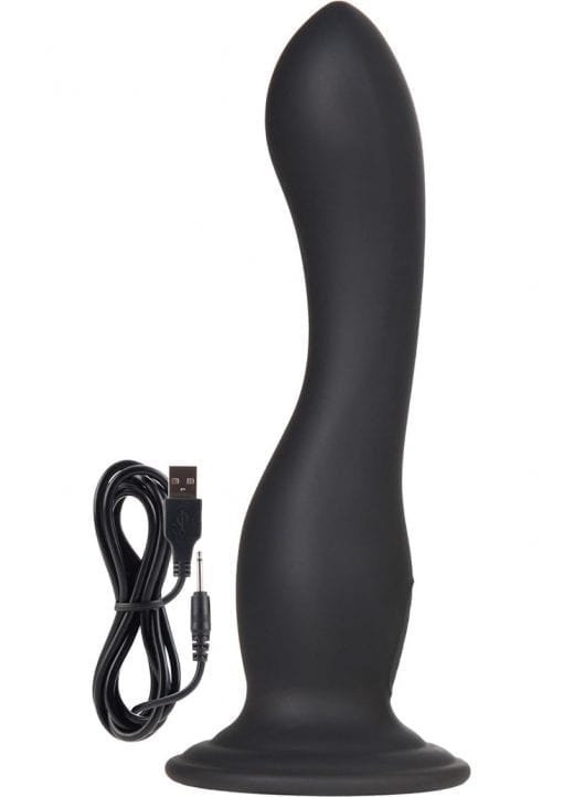 Rechargeable Love Rider Wireless Curve Silicone Vibe Waterproof Black 6.5 Inch