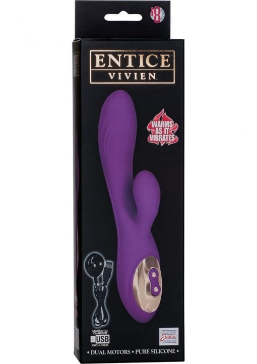 Entice Vivien Silicone Rechargeable Warming Dual Vibe Raspberry