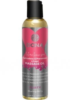 Dona Aphrodisiac and Pheromone Infused Massage Oil Flirty Blushing Berry 4.25 Ounce