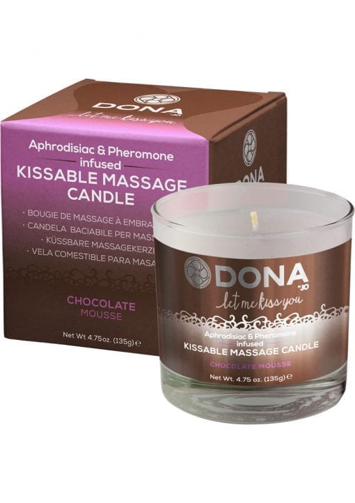 Dona Aphrodisiac and Pheromone Infused Kissable Massage Candle Chocolate Mousse 4.75 Ounce