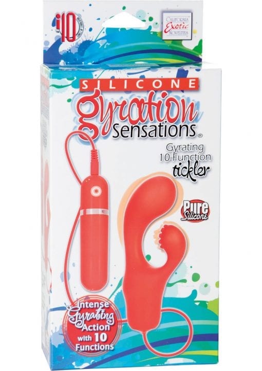 Silicone Gyration Sensations 10 Function Tickler Wired Remote Controled Vibrator Orange 3.5 Inch