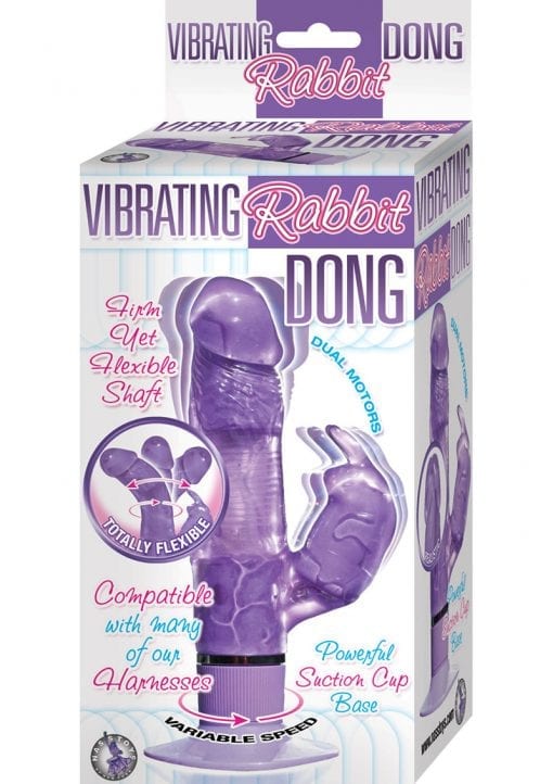 Vibrating Rabbit Dong Jelly Waterproof Purple 8 Inch