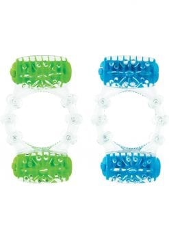 Color Pop Quickie Two O Silicone Dual Vibrating Cockring Assorted Colors 12 Each Per Case