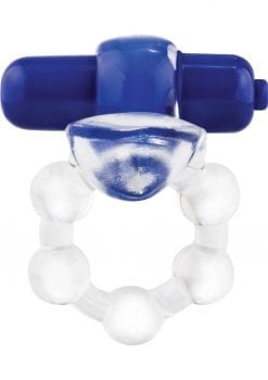 Overtime Silicone Vibrating Cockring Waterproof Blue
