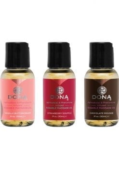 Dona Let Me Kiss You Pheromone Infused Kissable Massage Oil Gift Set 3 Each 1 Ounce Bottle