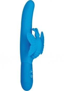 Posh 10 Function Silicone Fluttering Butterfly Dual Motor Vibe Waterproof Blue 4.5 inch