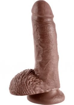 King Cock Realistic Dildo With Balls Brown 7 Inch