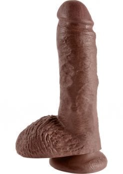 King Cock Realistic Dildo With Balls Brown 8 Inch