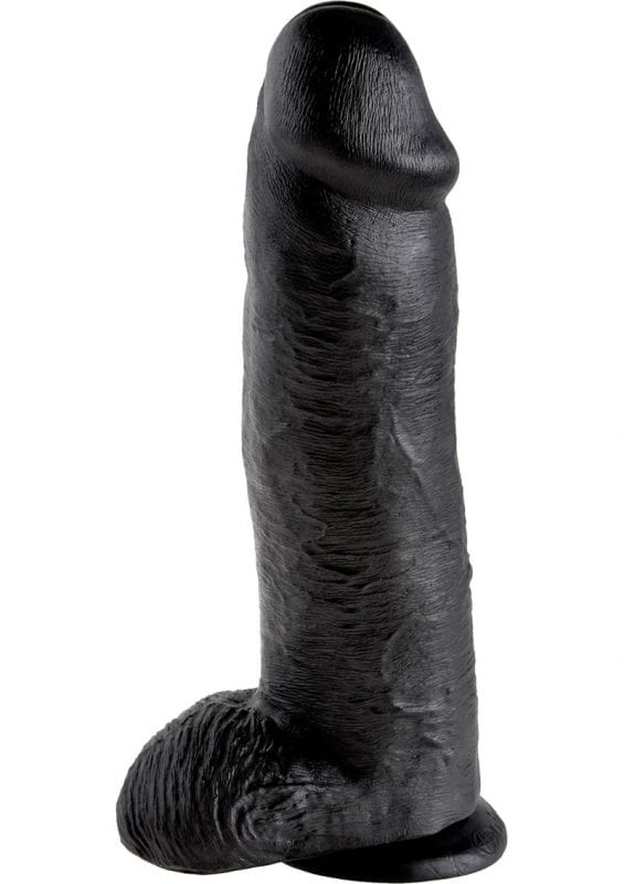 King Cock Realistic Dildo With Balls Black 12 Inch