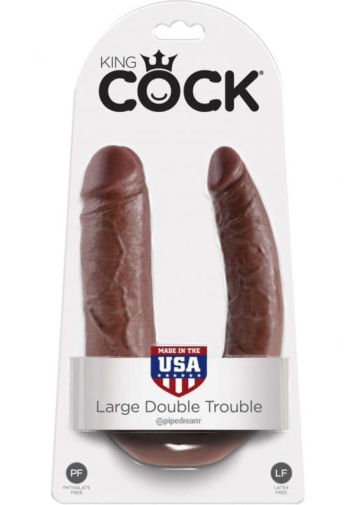 King Cock U-Shaped Large Double Trouble Dildo Brown