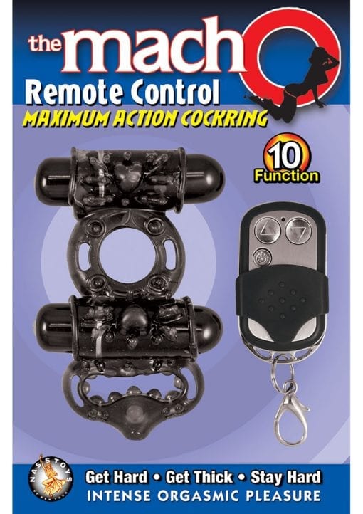 Macho Remote Control Dual Vibe Cockring Waterproof Black