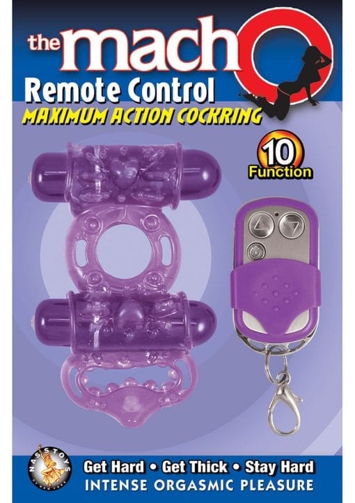 Macho Remote Control Dual Vibe Cockring Waterproof Purple