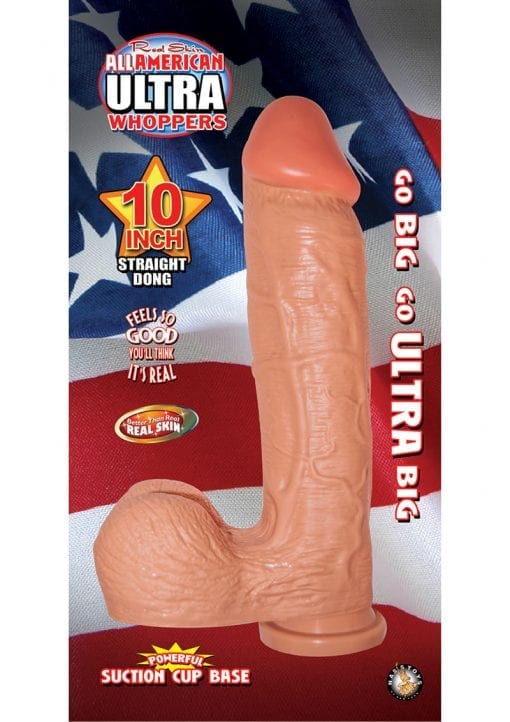 Real Skin All American Ultra Whoppers Straight Dong Waterproof Flesh 10 Inch