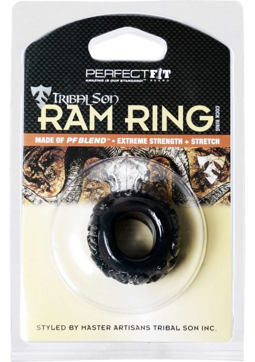 Perfect Fit Tribal Son Ram Ring Cockring - Black