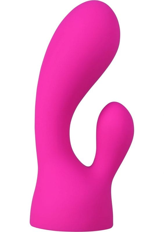 Palm Bliss Silicone Massager Head With Clit Stimulator Pink