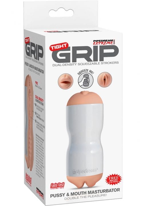 Pipedream Extreme Tight Grip Dual Density Squeezable Pussy and Mouth Masturbator White