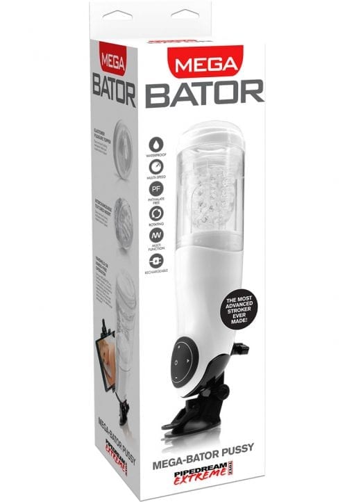 Pipedream Extreme Mega Bator Pussy Rechargeable Hands Free Stroker Masturbator Waterproof White