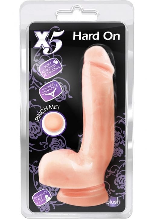 X5 Hard On Realistic Dildo Beige 8.75 Inch