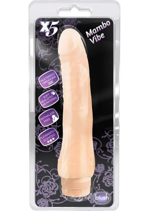 X5 Mambo Vibe Realistic Vibrator Waterproof Beige 8 Inch