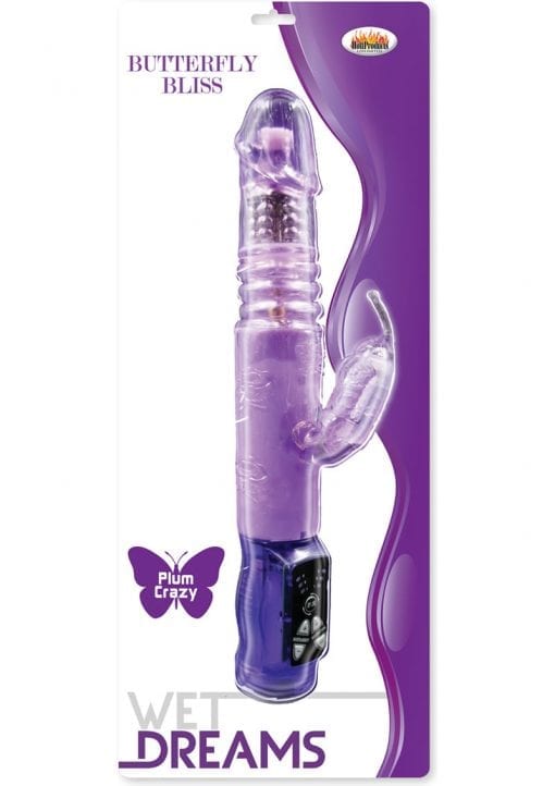 Wet Dream Butterfly Bliss Mini Vibrator Dildo Purple 9.5 Inches