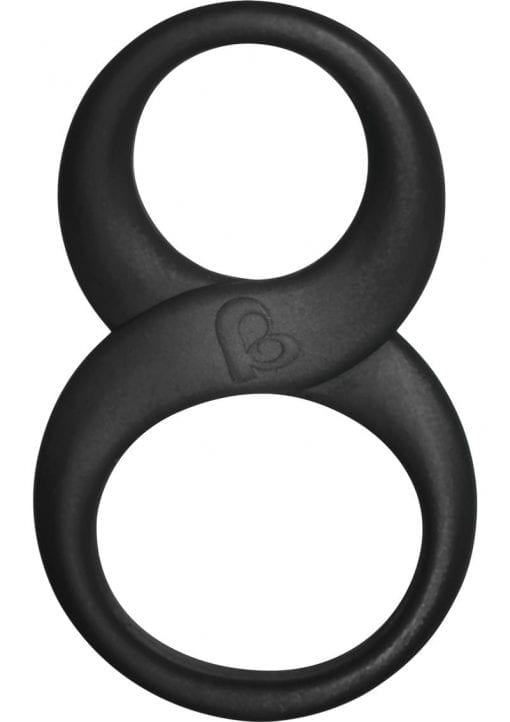 Rocks Off 8 Ball Ring Rack Em Up Platinum Silicone Double Ring Black